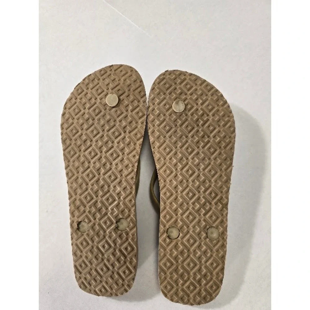 Tory Burch Flip Flop Sandals Womens  9 Tan Logo Medallion Thong